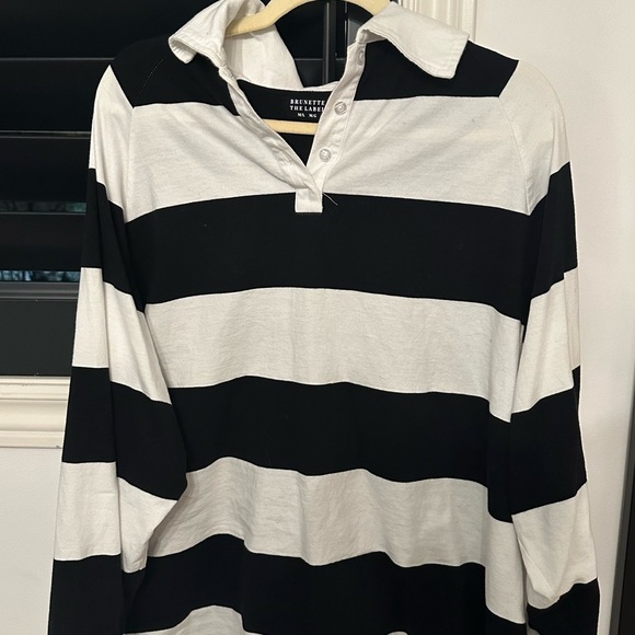 Brunette The Label Tops - Brunette The Label Black and White Striped Long Sleeve Shirt